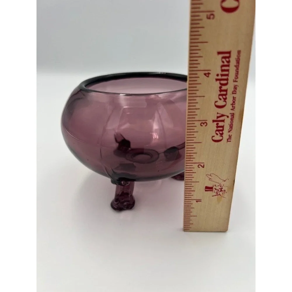 Vintage Viking Glass Amethyst Flowerlite Footed Rose Bowl Purple Art Glass